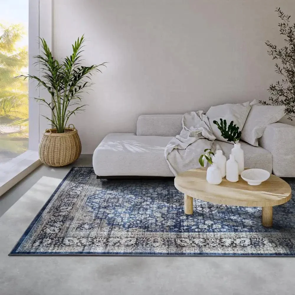 Asya 106039 Dark Blue Cream Rug