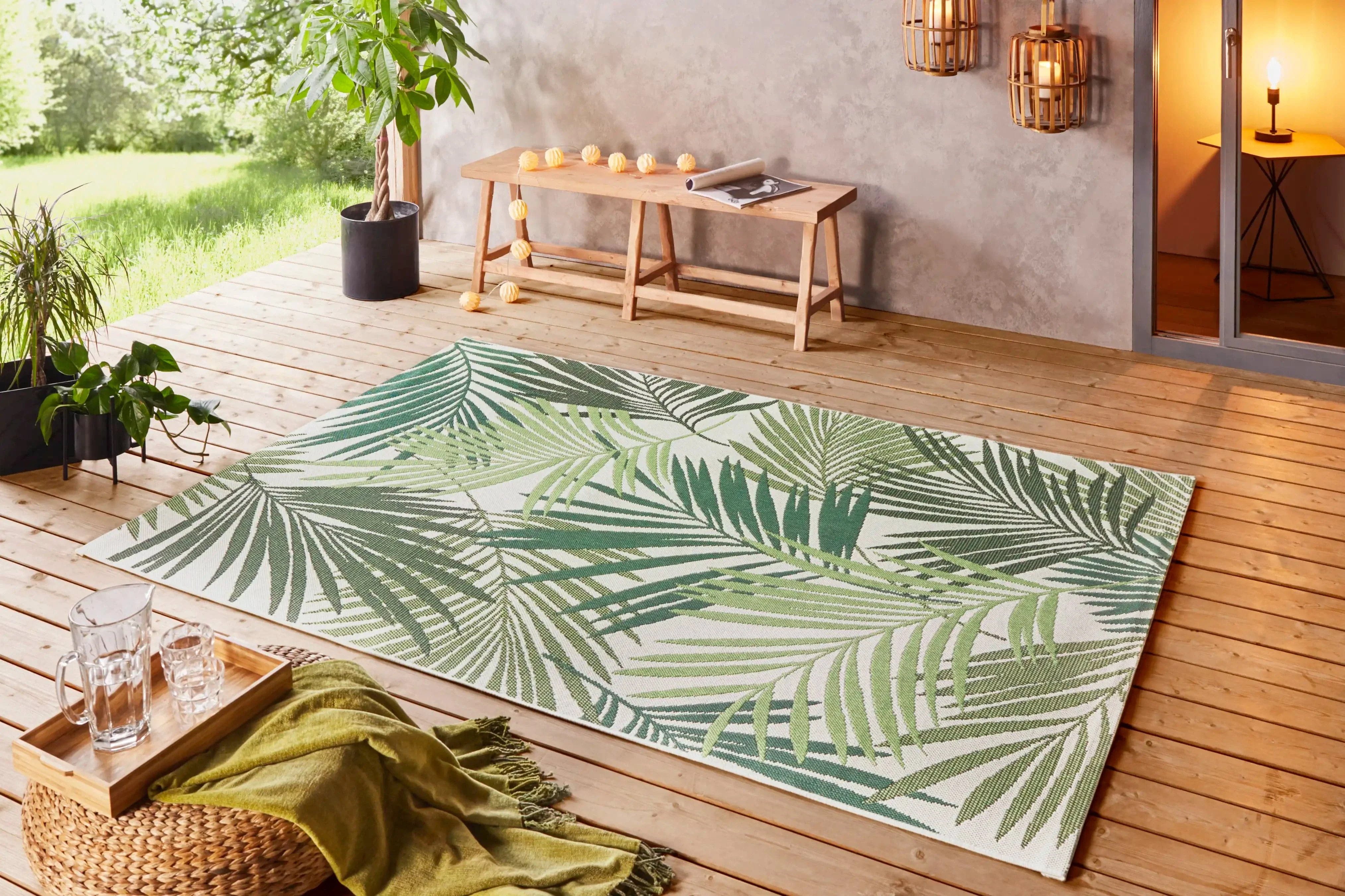 Beach 103843 Vai Green Cream Rug