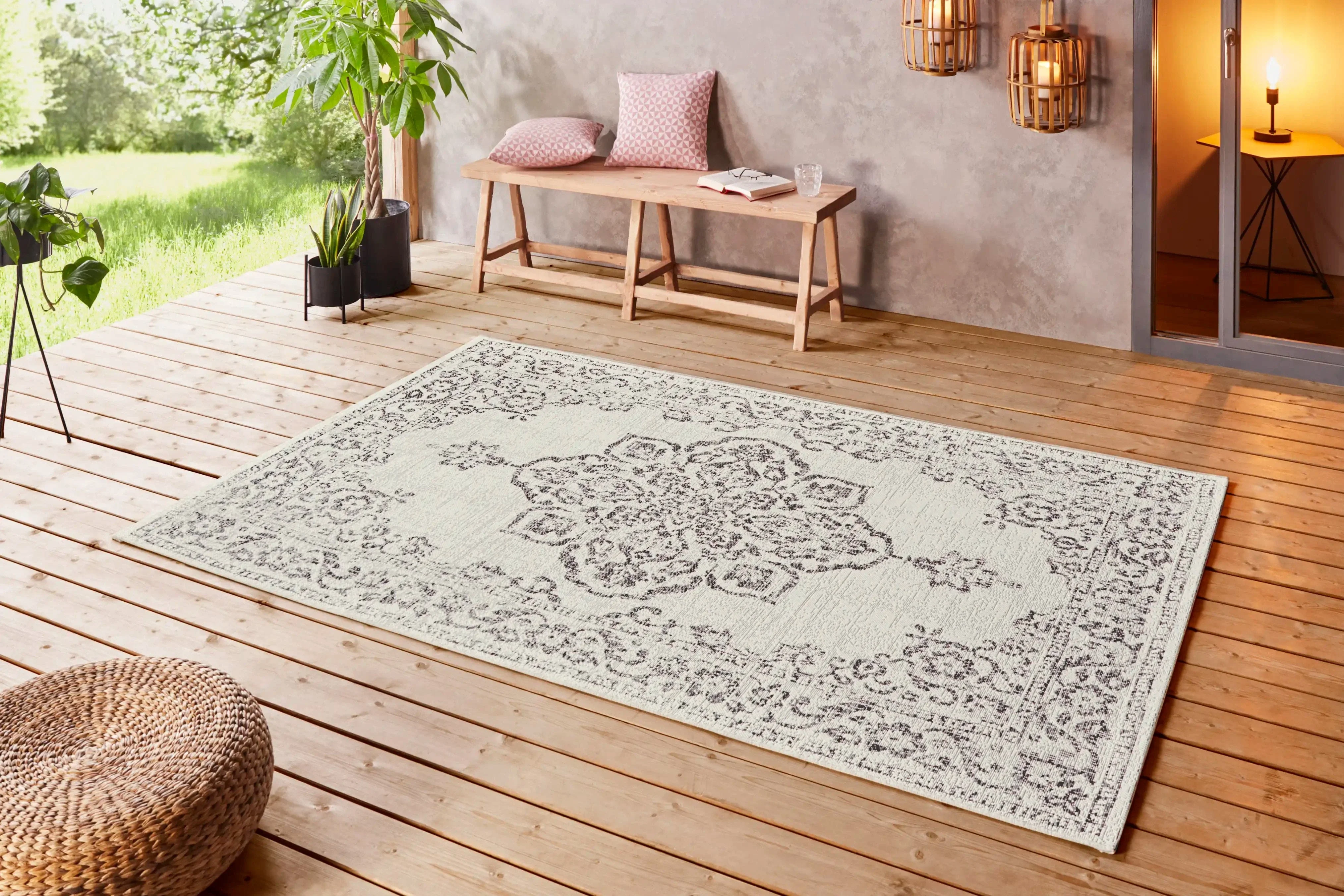 Beach 103855 Tilos Cream Grey Anthracite Rug