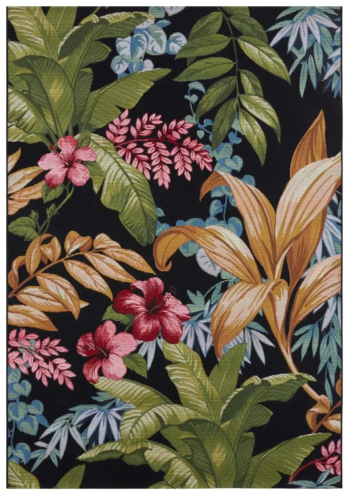 Flair 105620 Tropical Flowers Black Rug - Image 2