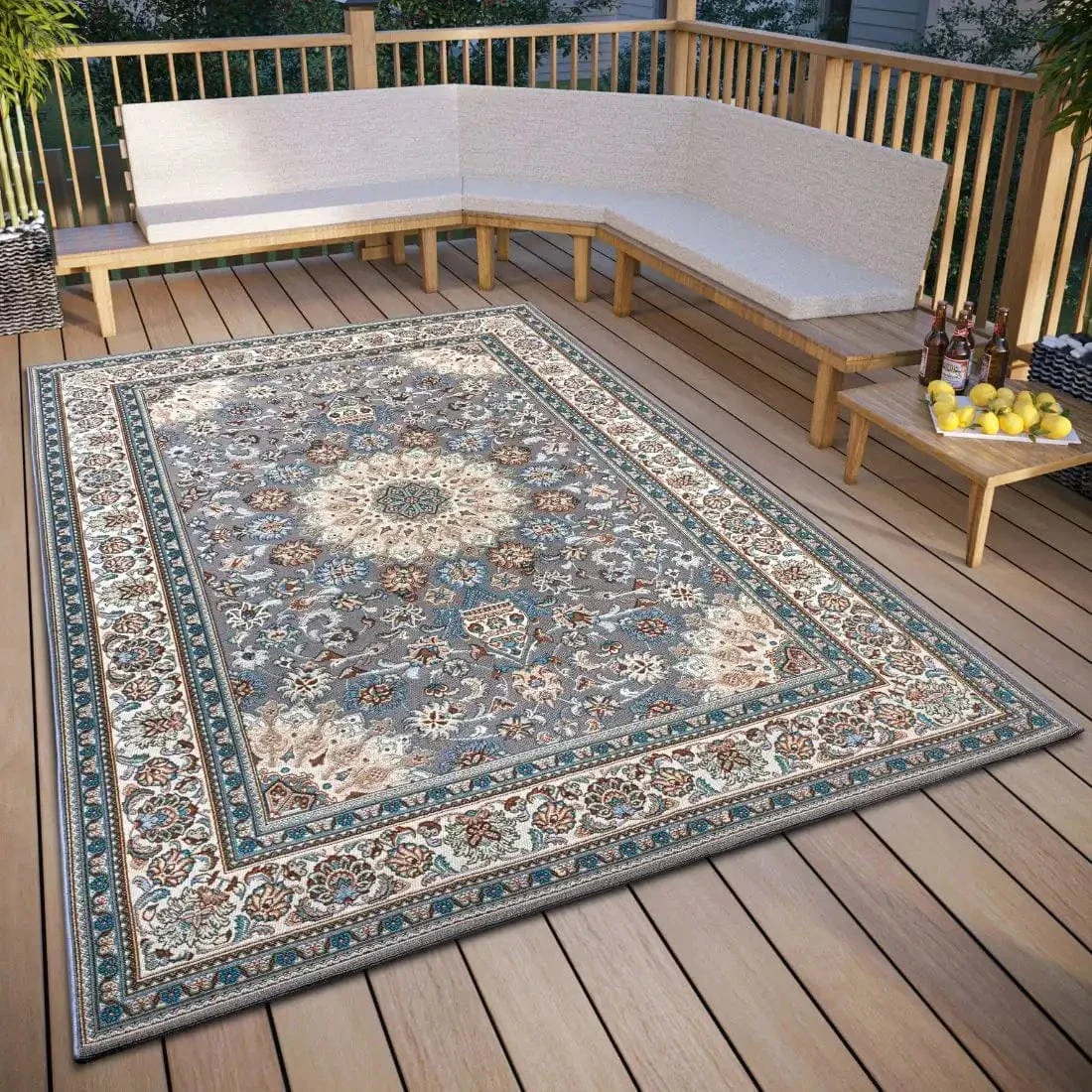 Flair Orient Indoor Outdoor 105715 Grey Cream Rug