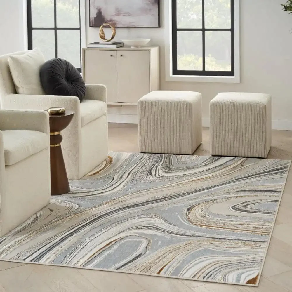 Glitz Nourison  GLZ21 Grey Gold