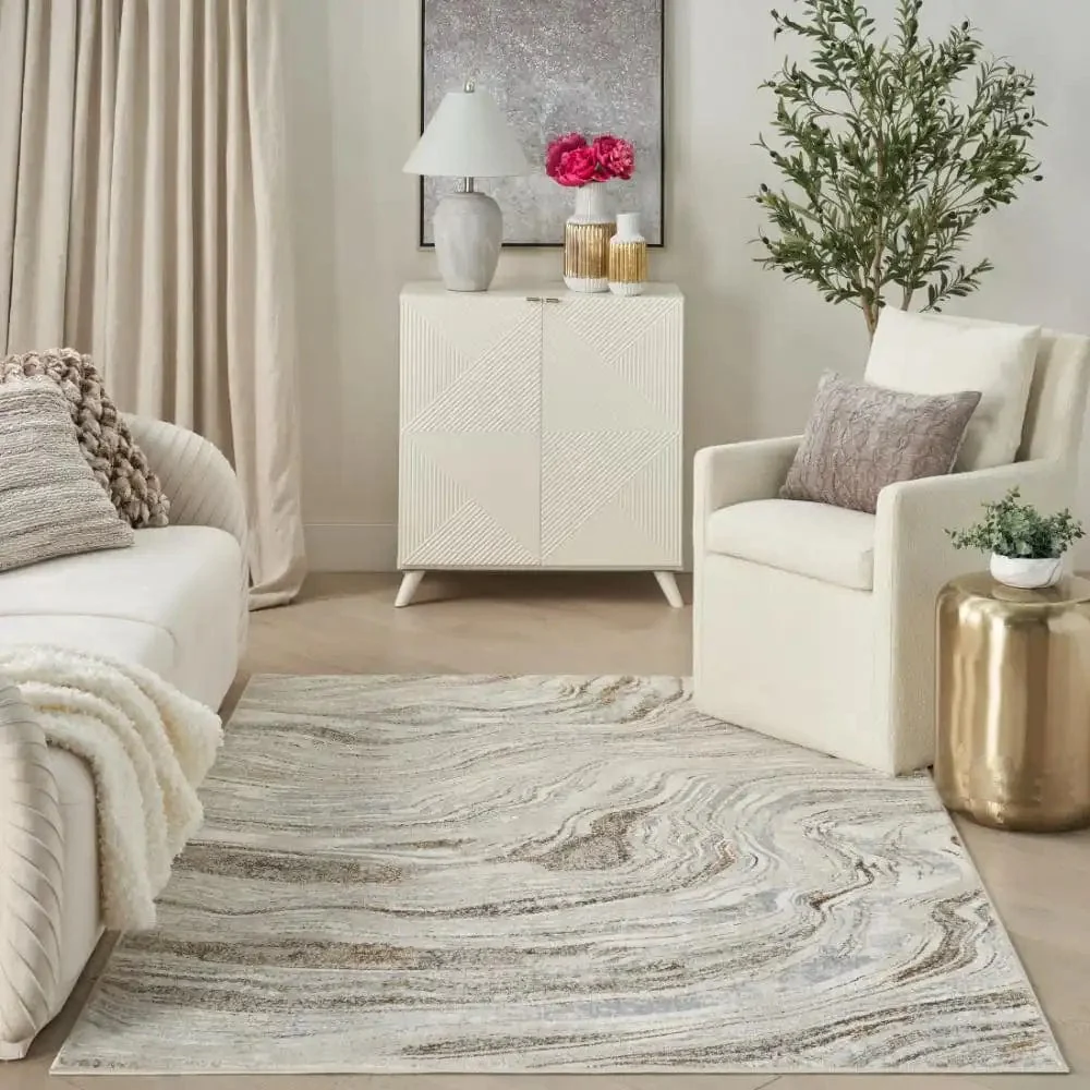 Glitz Nourison GLZ22 Grey Gold - Image 2