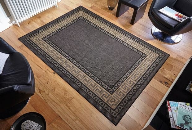 Greek Key Flatweave Black