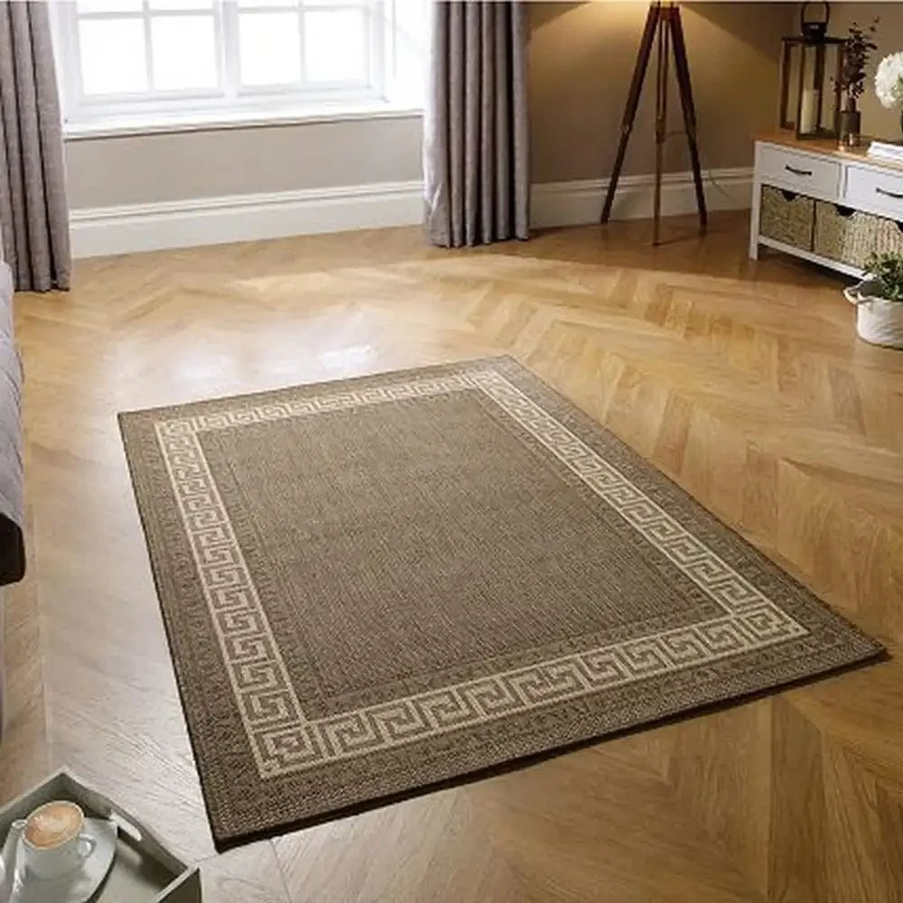 Greek Key Flatweave Brown