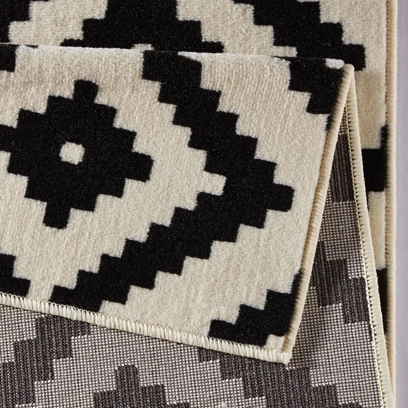 Hamla 102332 Diamond Cream Black Rug - Image 3
