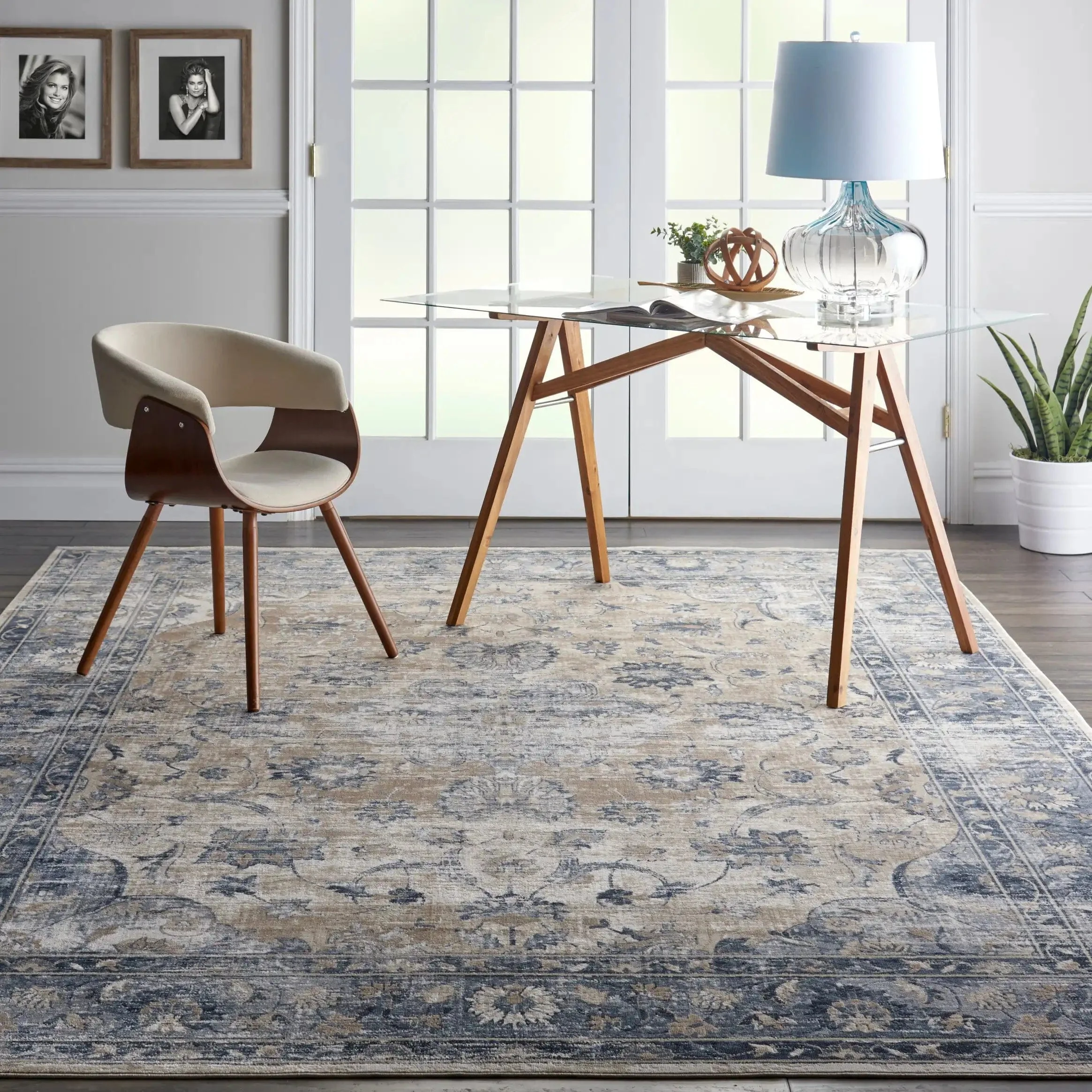 Kathy Ireland Malta MAI13 Blue Ivory Runner