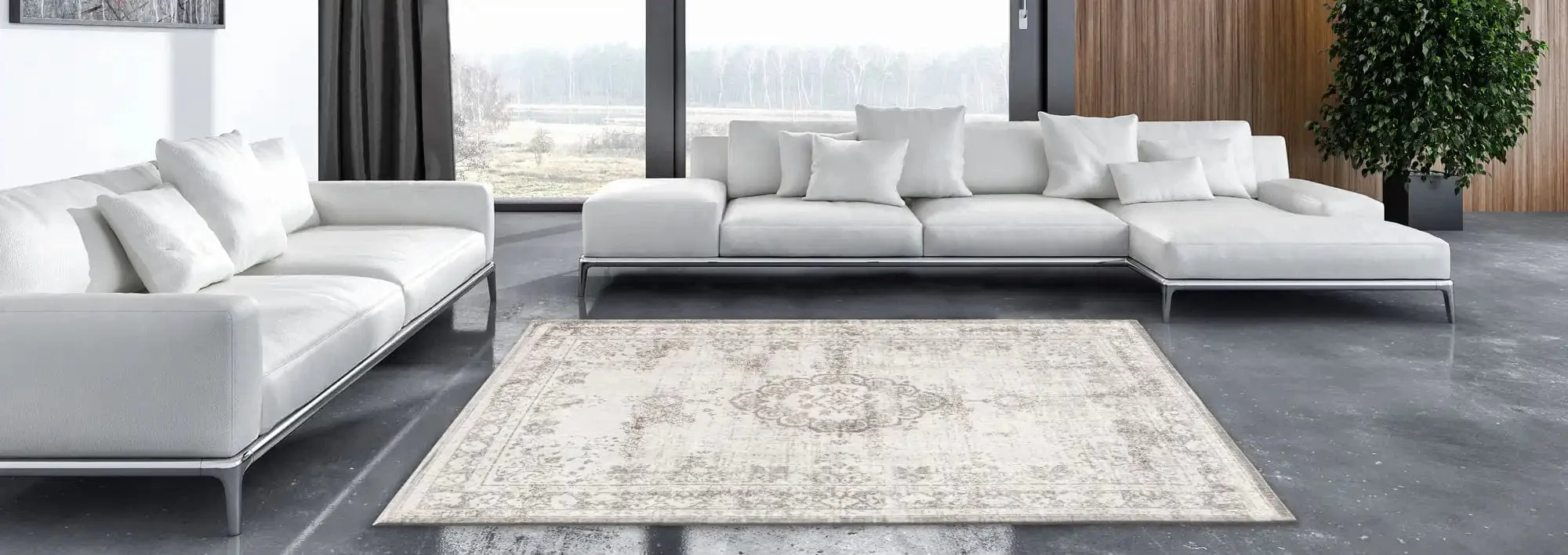 Louis De Poortere Fading World Medallion 8383 Salt Pepper Rugs