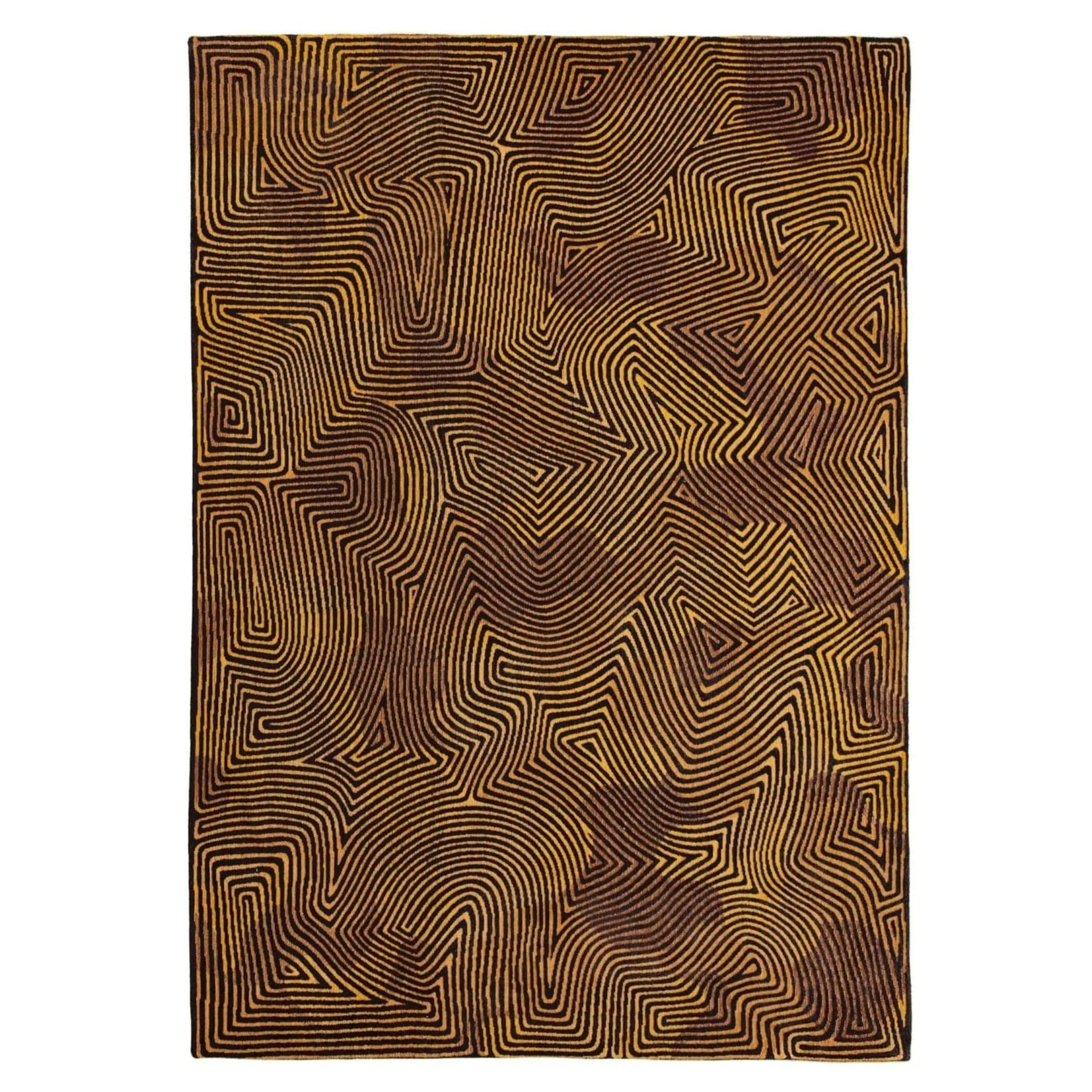 Meditation Coral 9227 Black Gold Rugs Round
