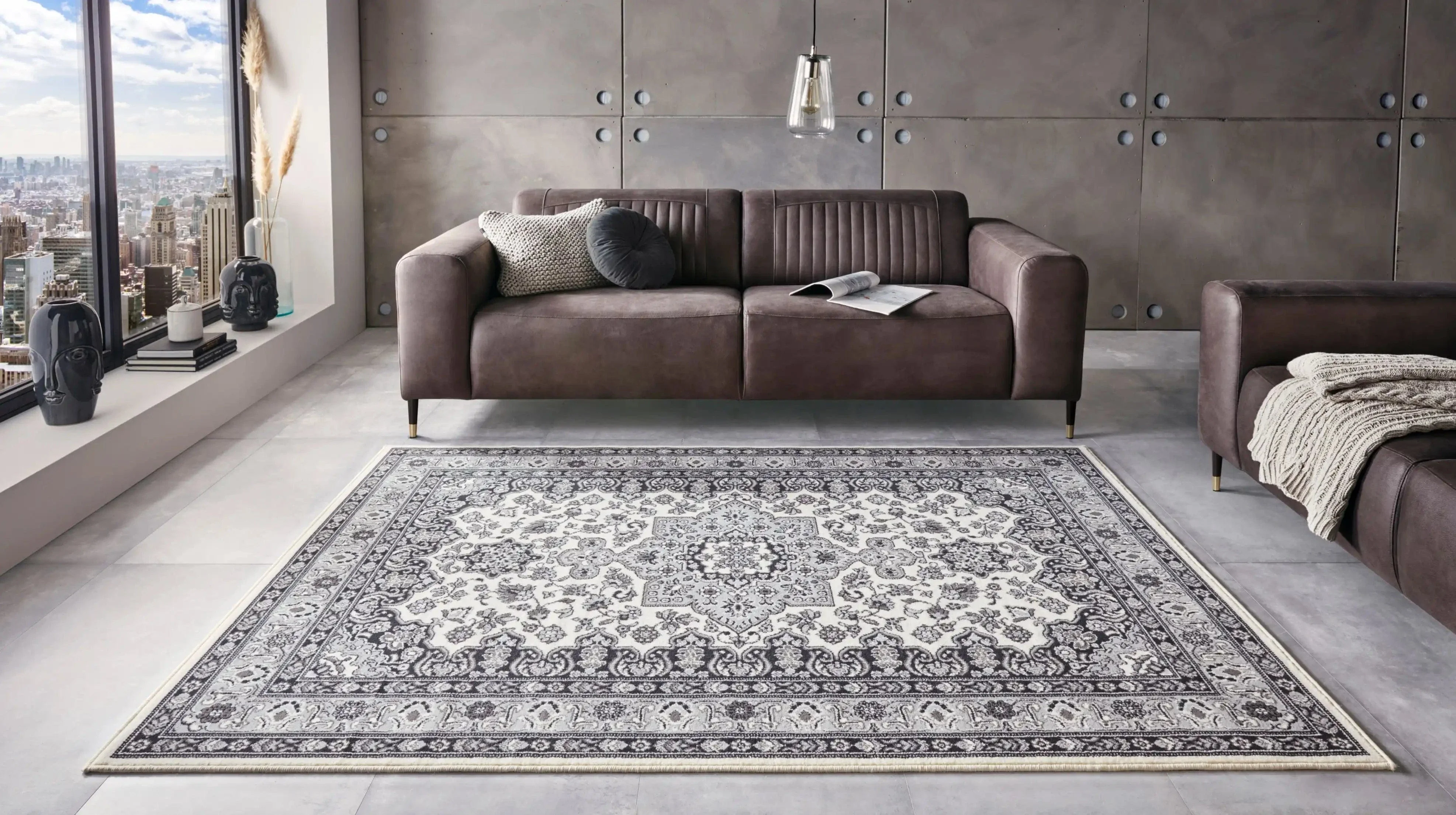 Mirkan 104107 Tabriz Cream Grey Rug