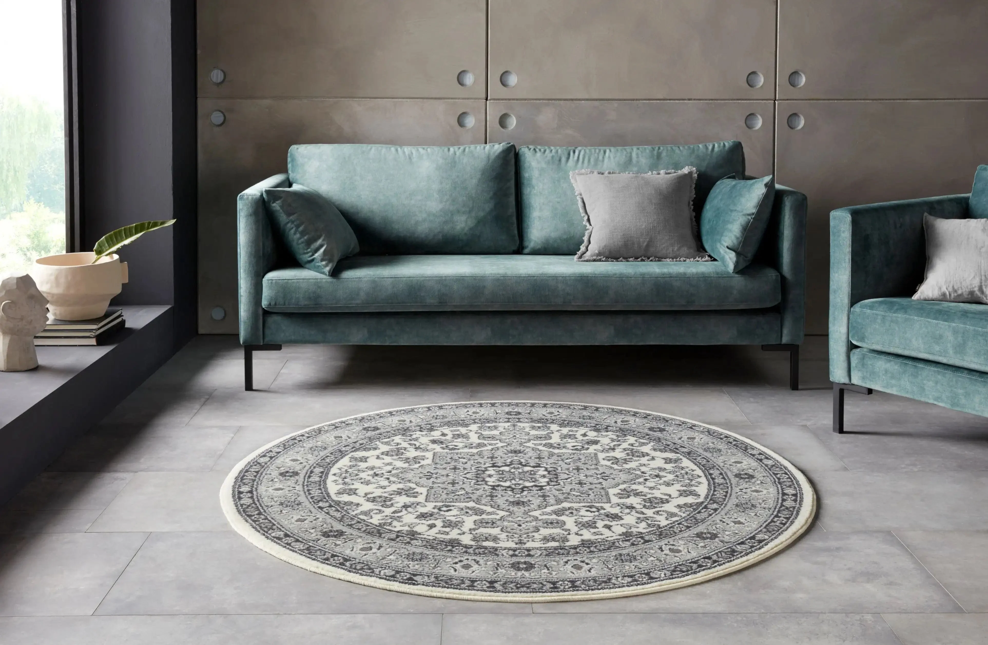 Mirkan 104107 Tabriz Cream Grey Rug - Image 4