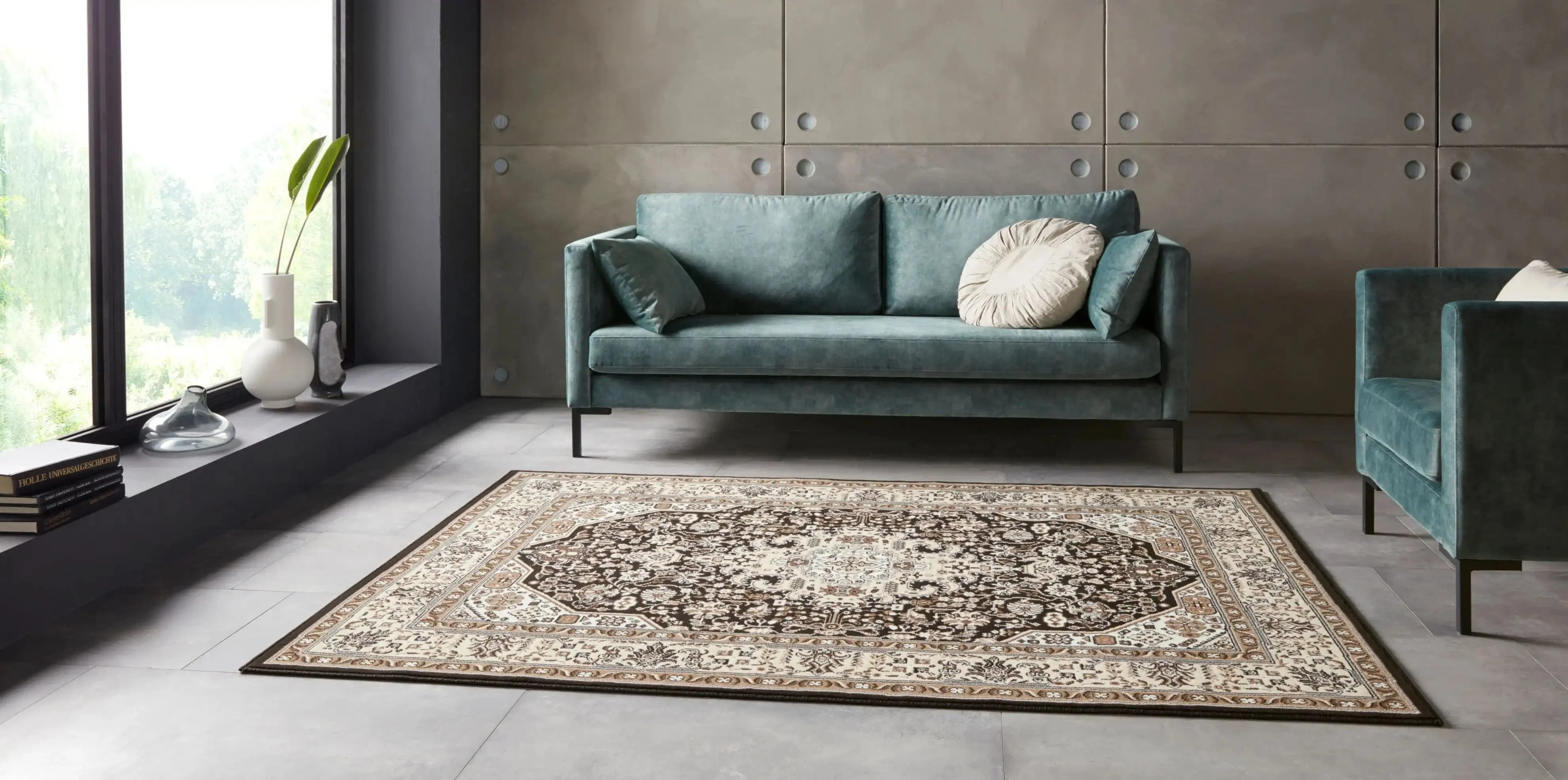 Mirkan 104439 Isfahan Cream Brown Rug