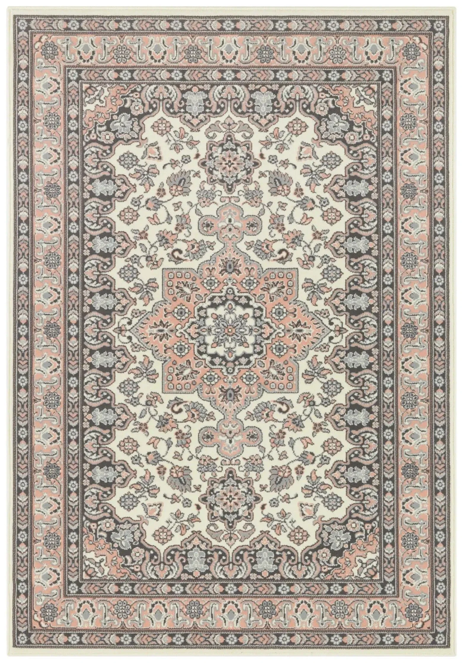 Mirkan 104443 Tabriz Cream Rose Rug - Image 2