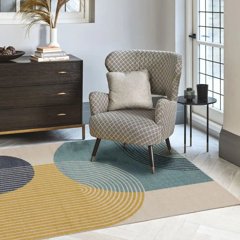 muse blue retro rug mu15