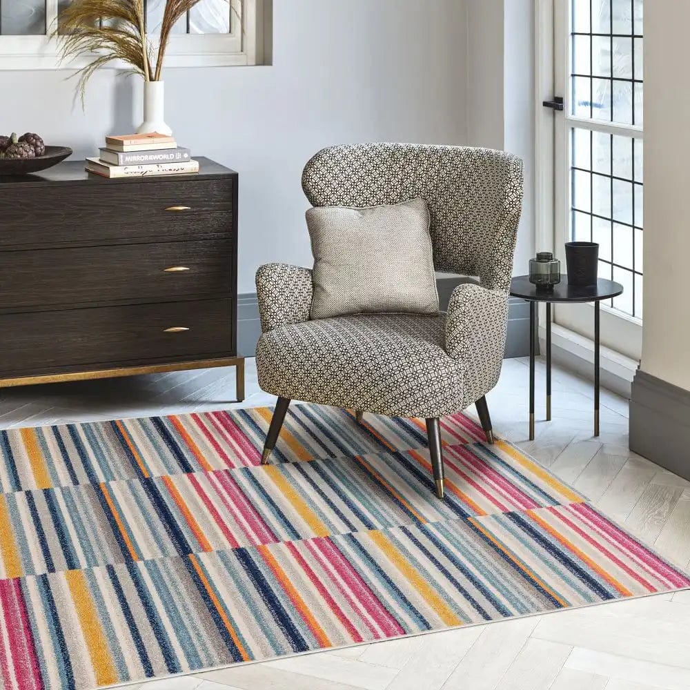 muse multi coloured stripe rug mu06