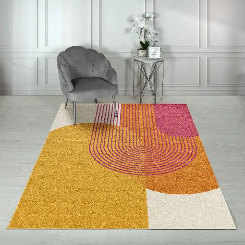 muse orange retro rug mu13
