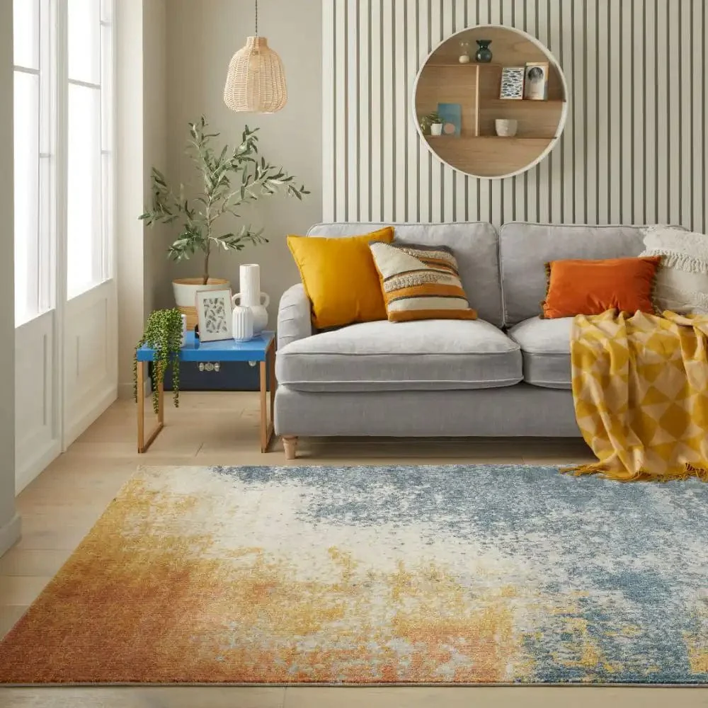 Nourison Rossa ROS13 Light Blue Gold