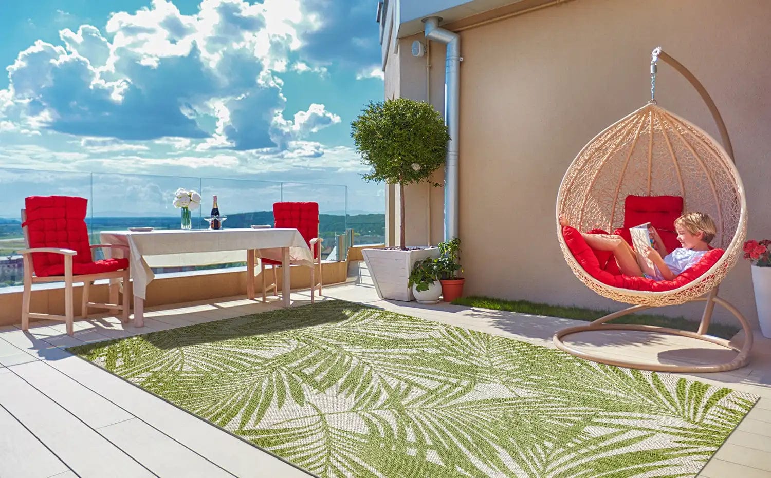 Patio PAT15 Green Palm Runner
