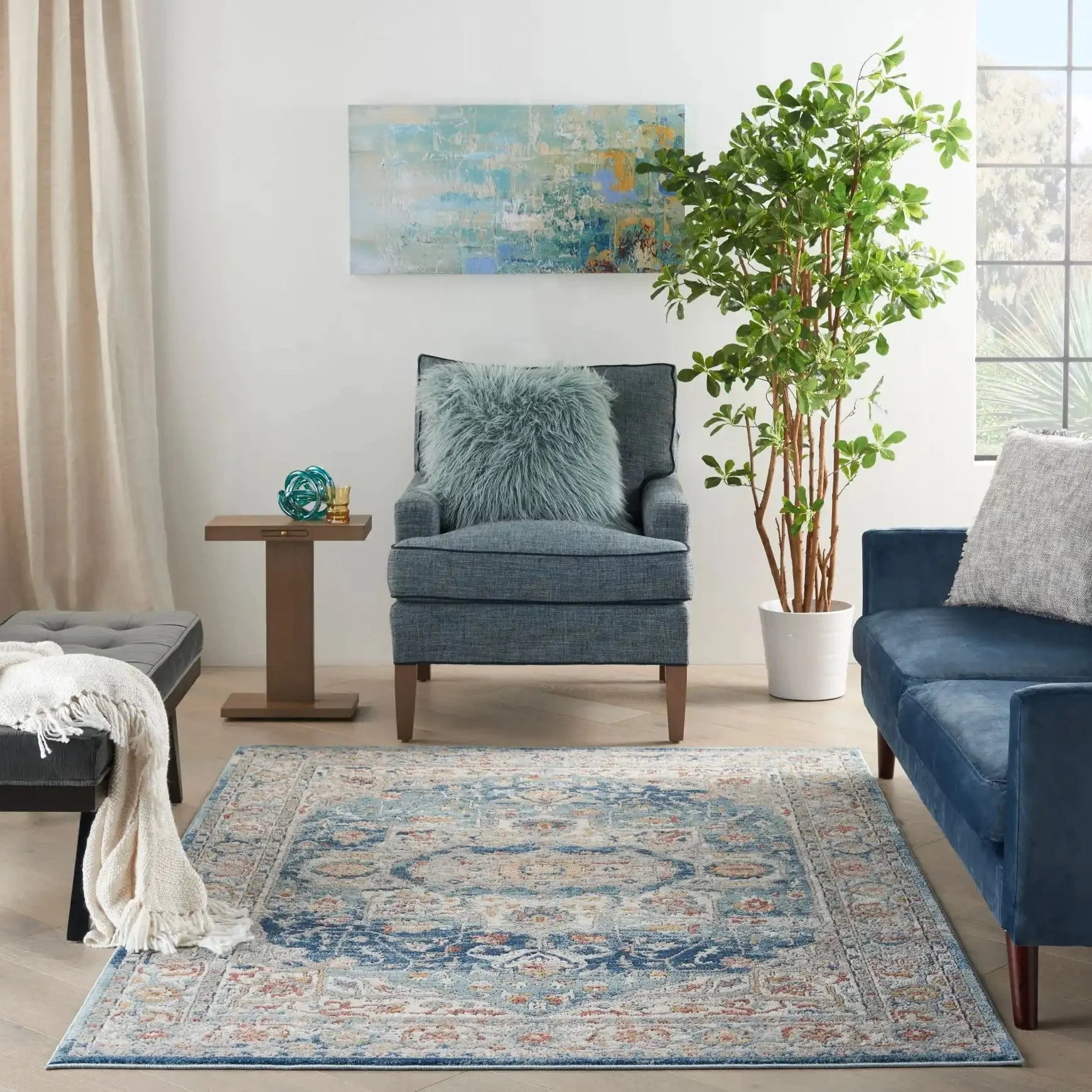 Quarry QUA11 Ivory Blue Runner
