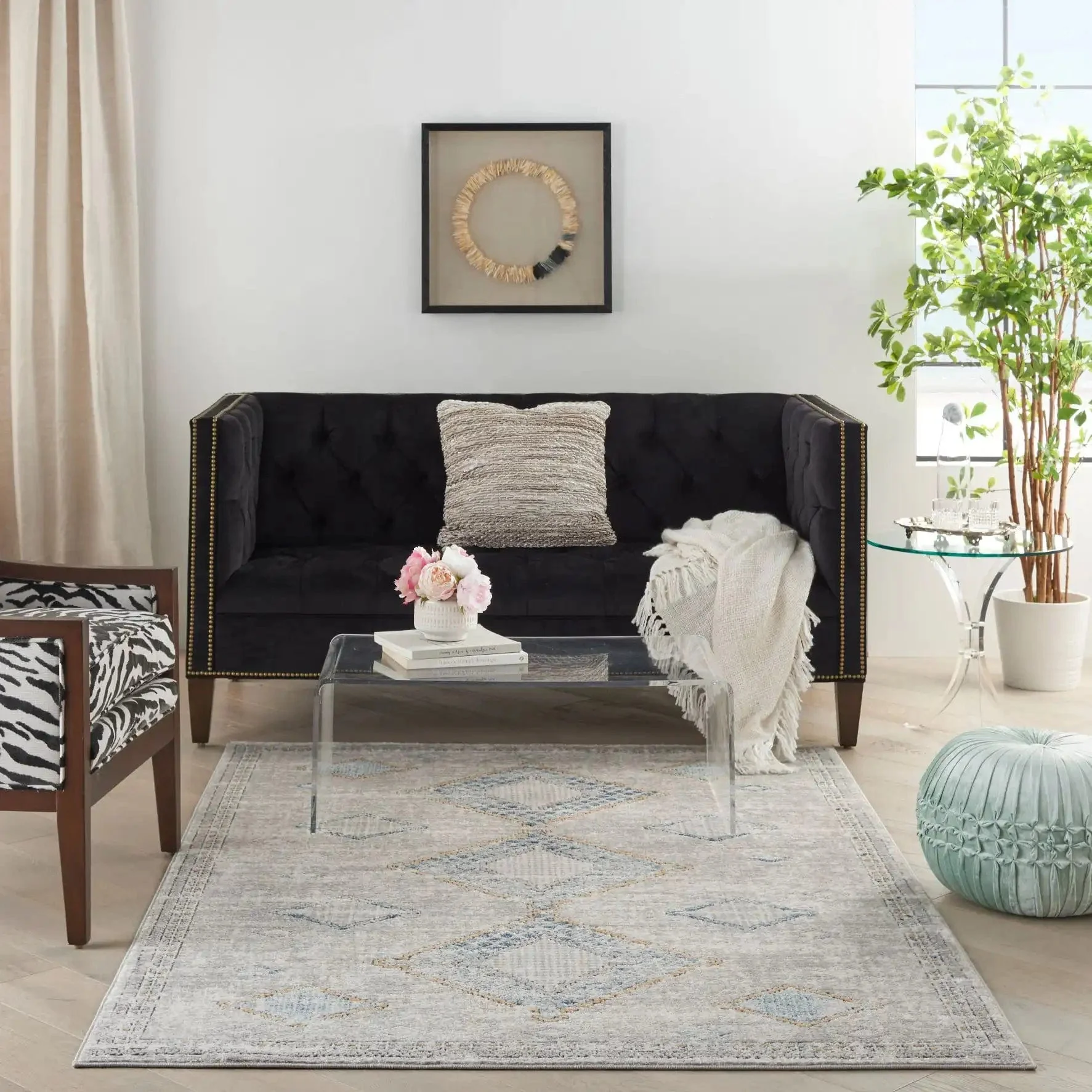 Quarry QUA14 Ivory Grey Blue Runner