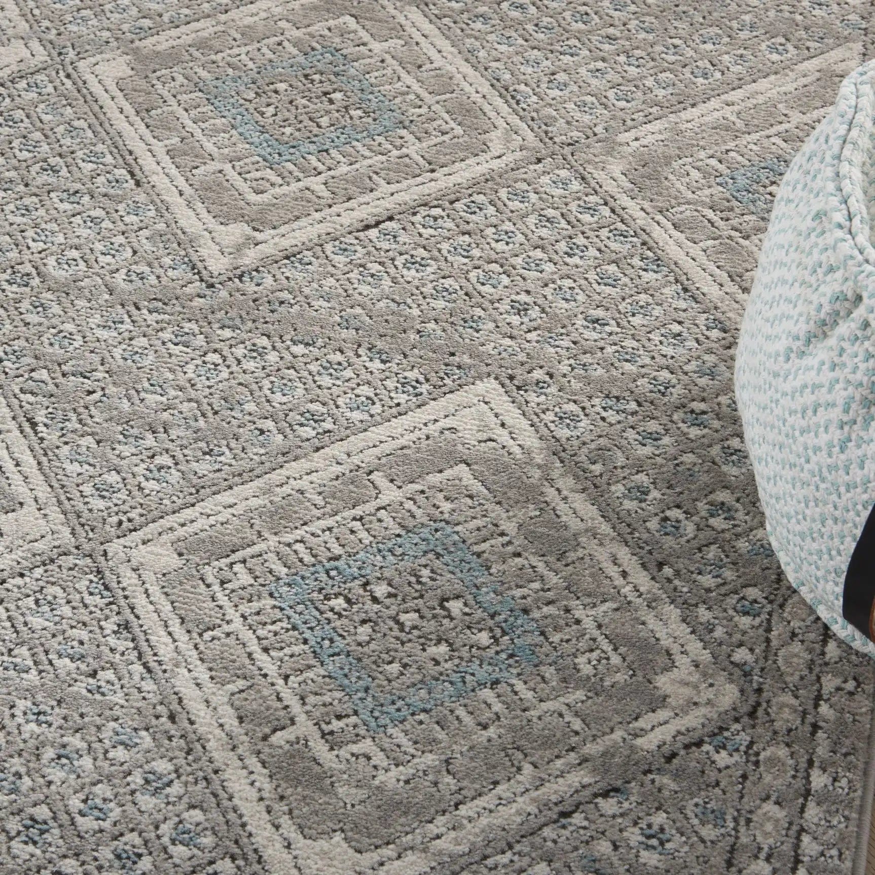 Quarry QUA16 Grey Ivory Blue Runner - Image 2