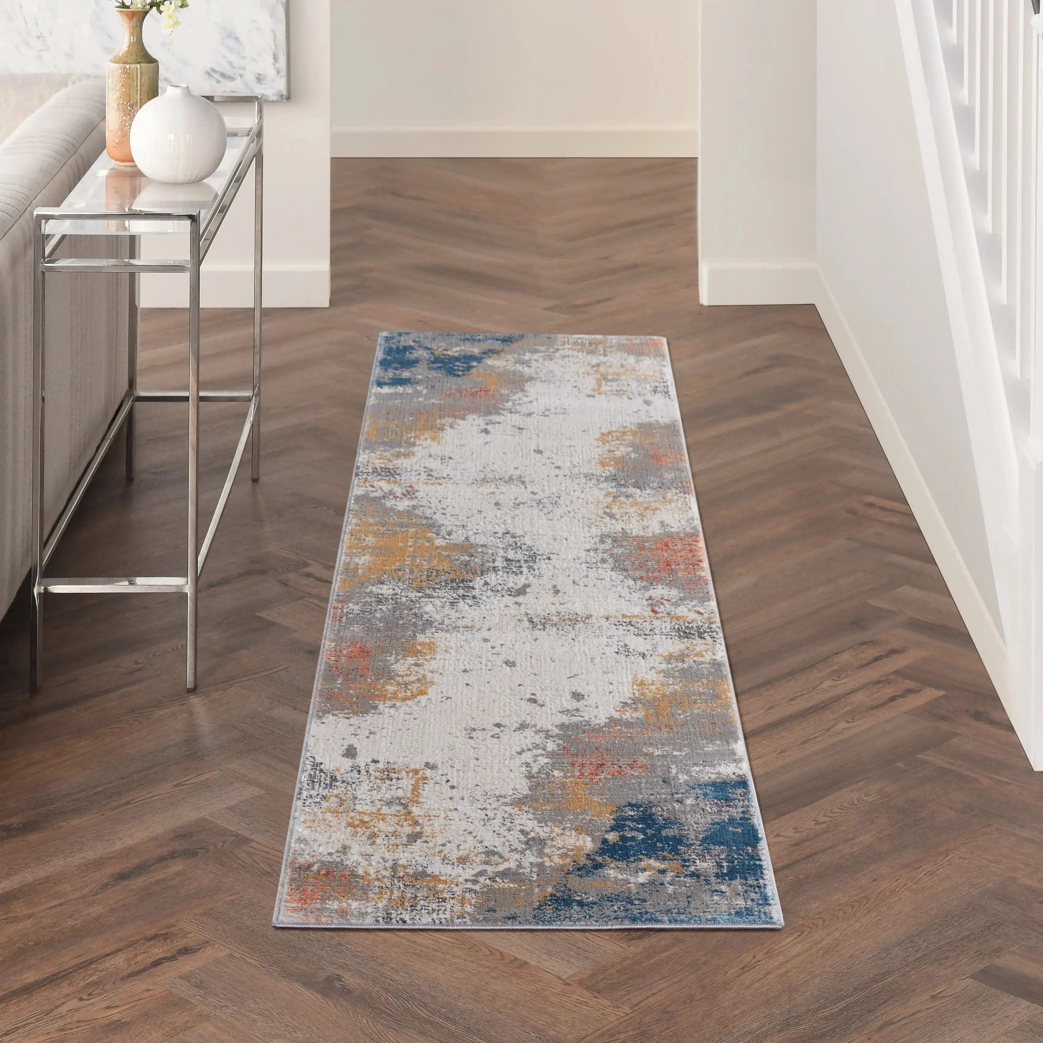 Rustic Textures RUS13 Grey Blue Runner - Image 4