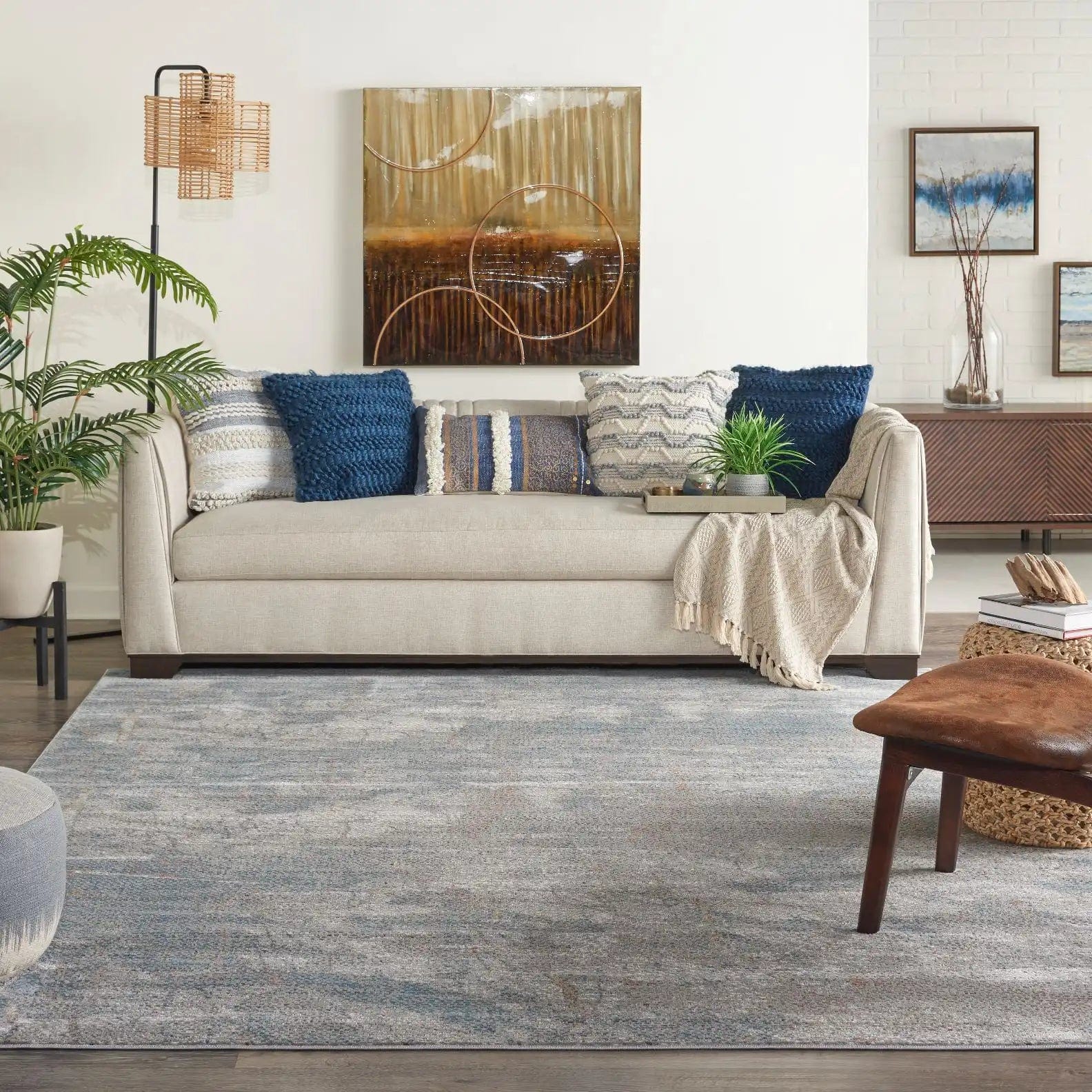 Rustic Textures RUS15 Light Grey Blue Runner