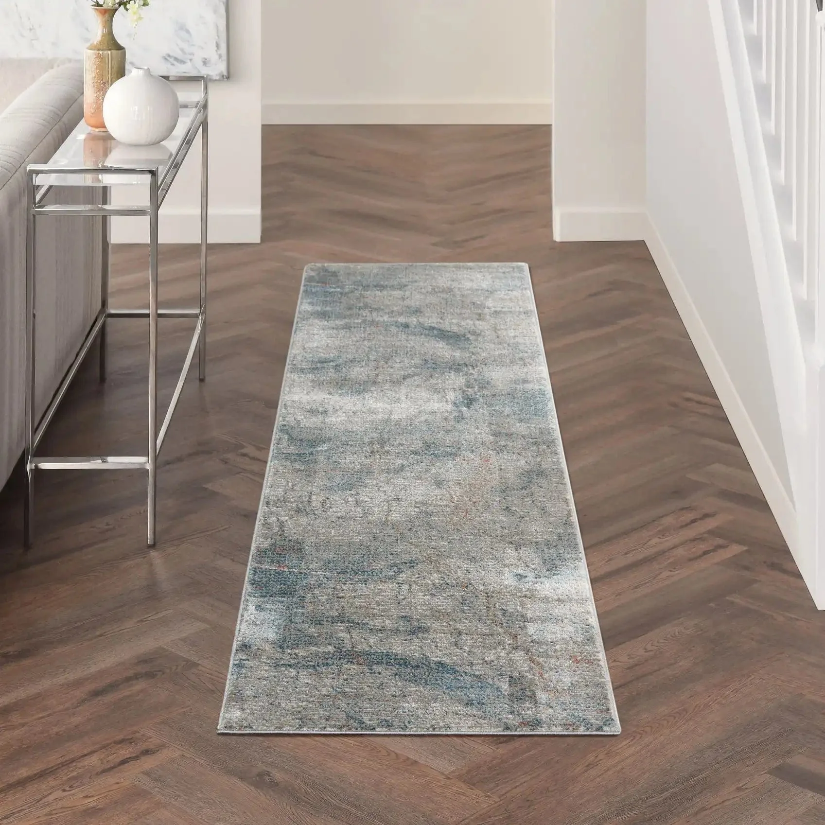 Rustic Textures RUS15 Light Grey Blue Runner - Image 4