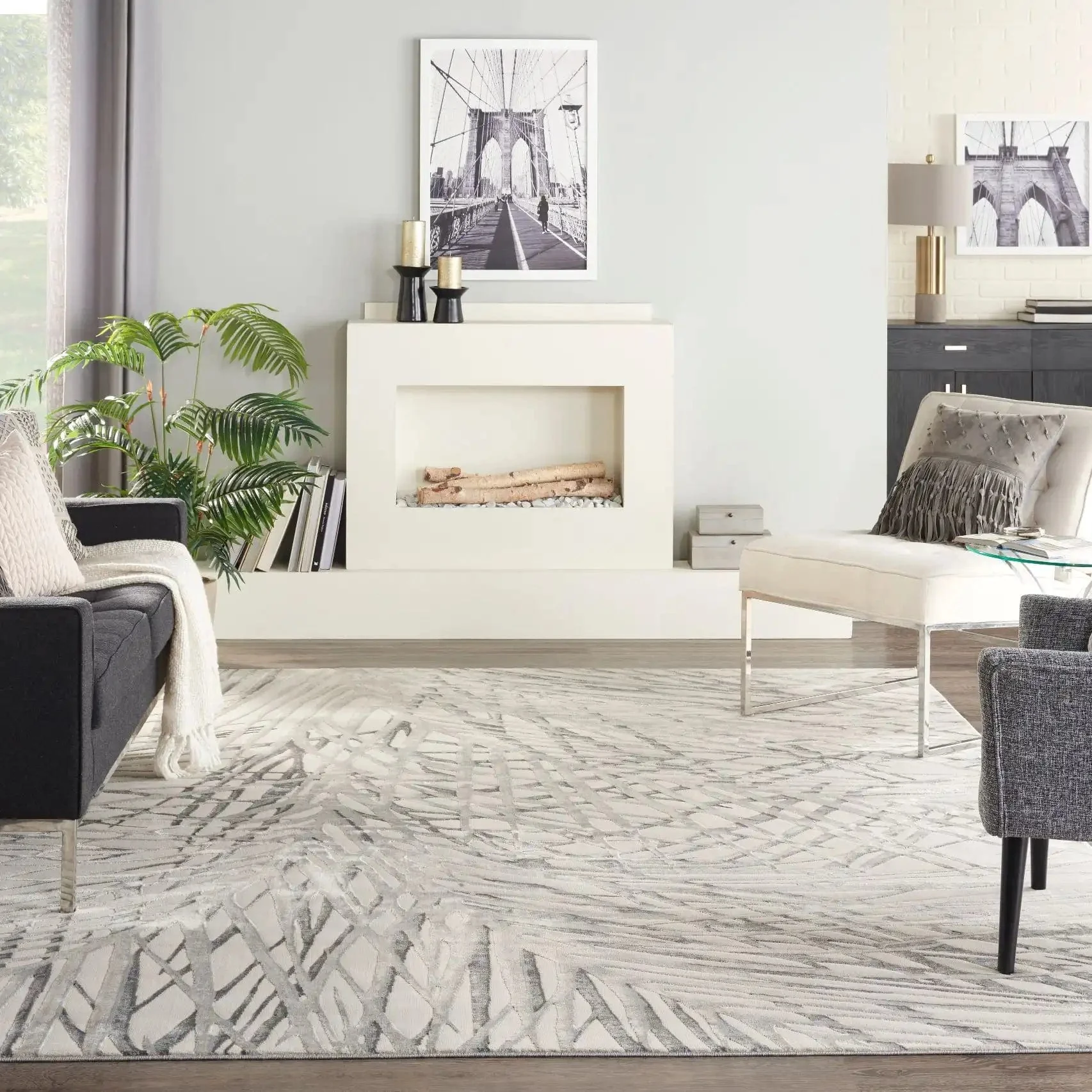Rustic Textures RUS17 Ivory Grey Runner