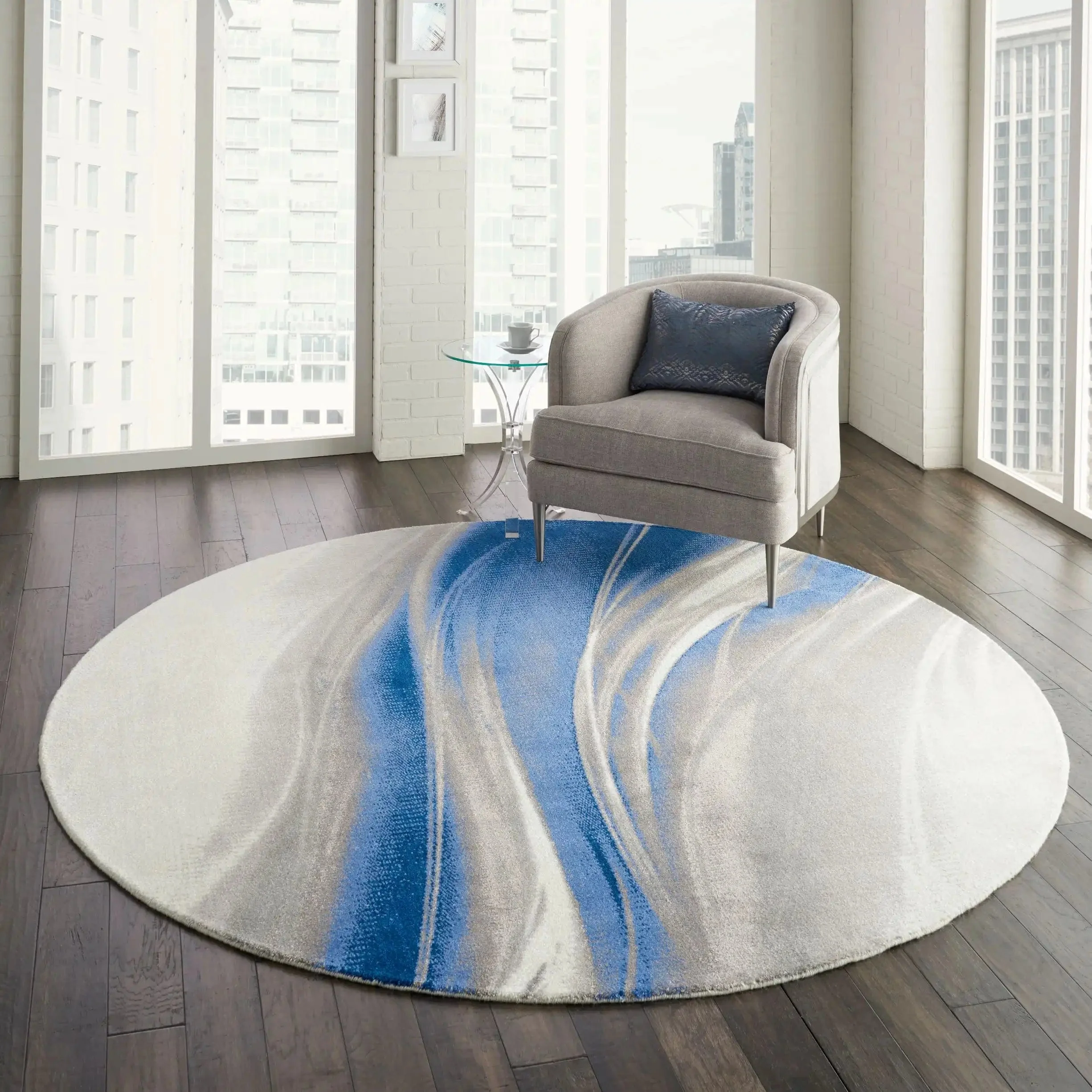 Twilight TWI28 Ivory Grey Blue Round - Image 4