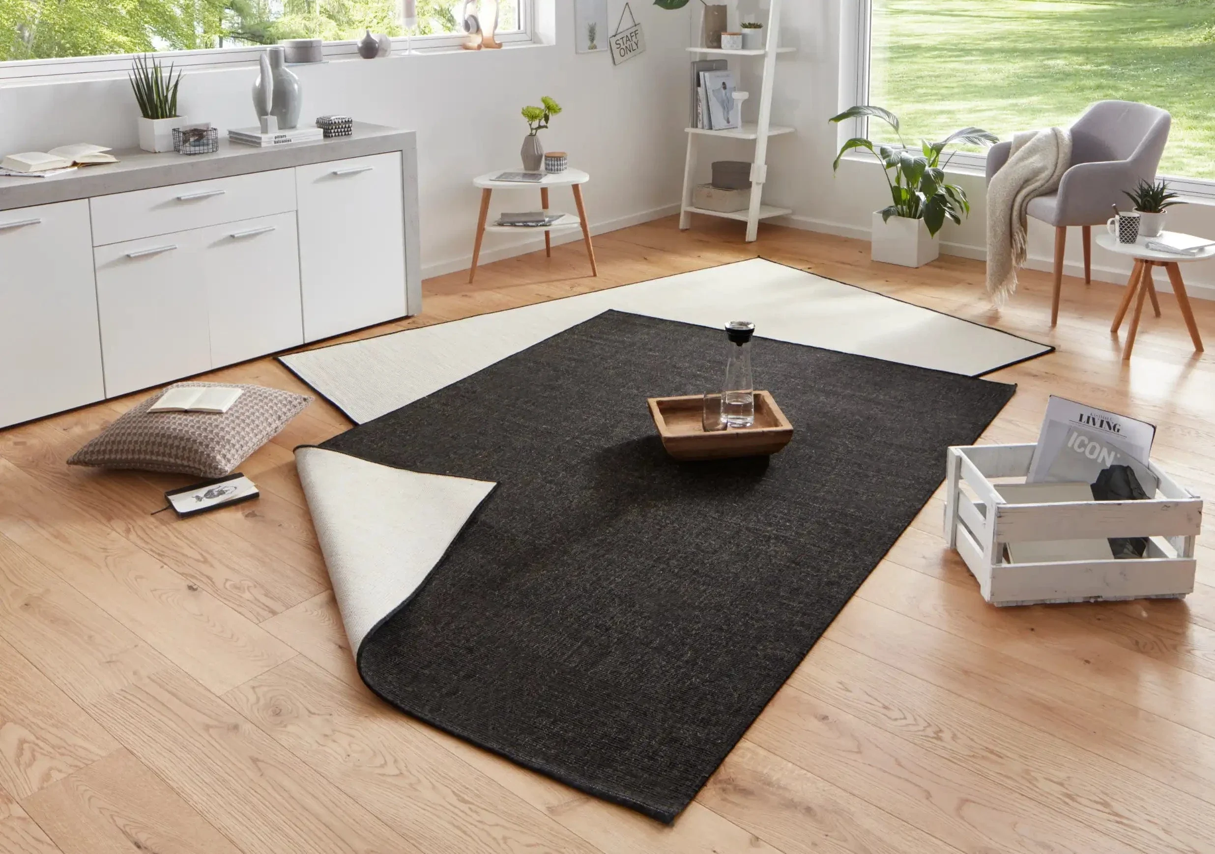 Twin 103096 Black Cream Rug