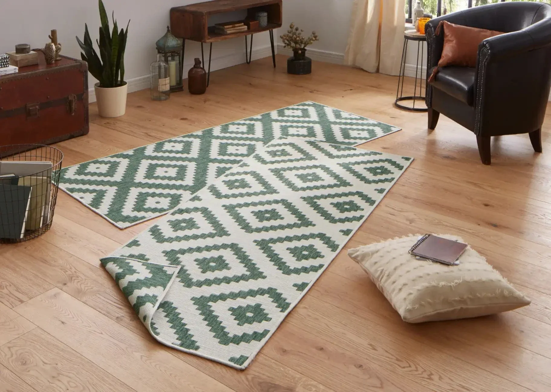 Twin 103131 Green Cream Rug - Image 4