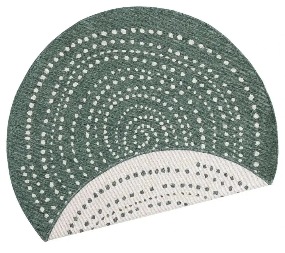Twin Reversible Circles Indoor Outdoor 103111 Green Cream Rug - Image 3