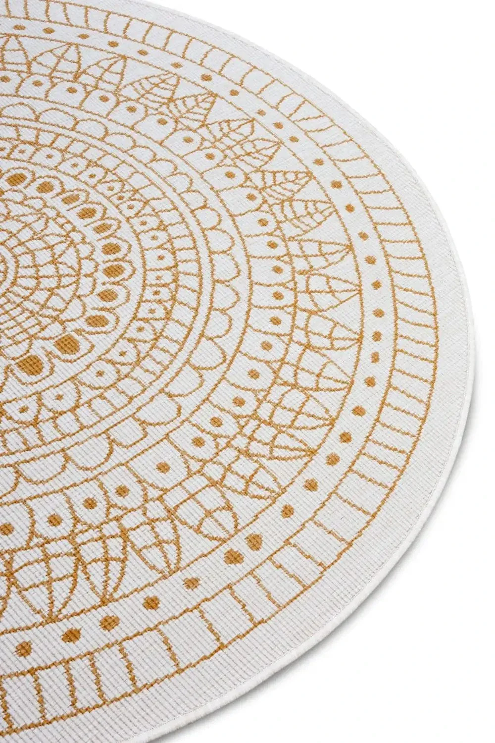 Twin Reversible Circles Indoor Outdoor 105797 Ochre Rug - Image 3