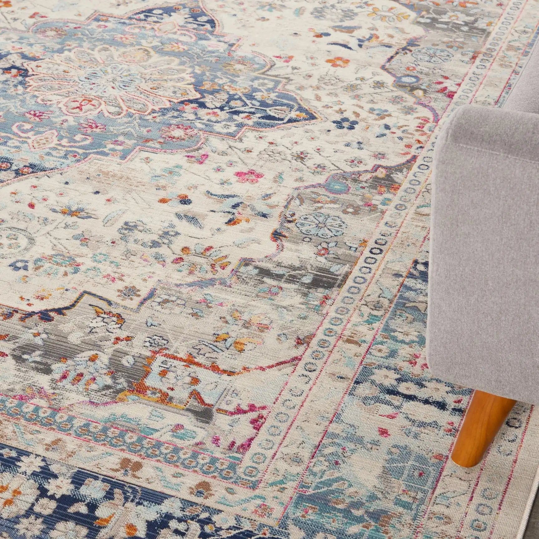 Vintage Kashan VKA07 Ivory Blue - Image 2