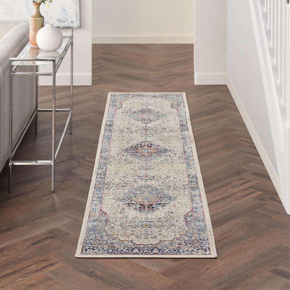 Vintage Kashan VKA07 Ivory Blue Runner