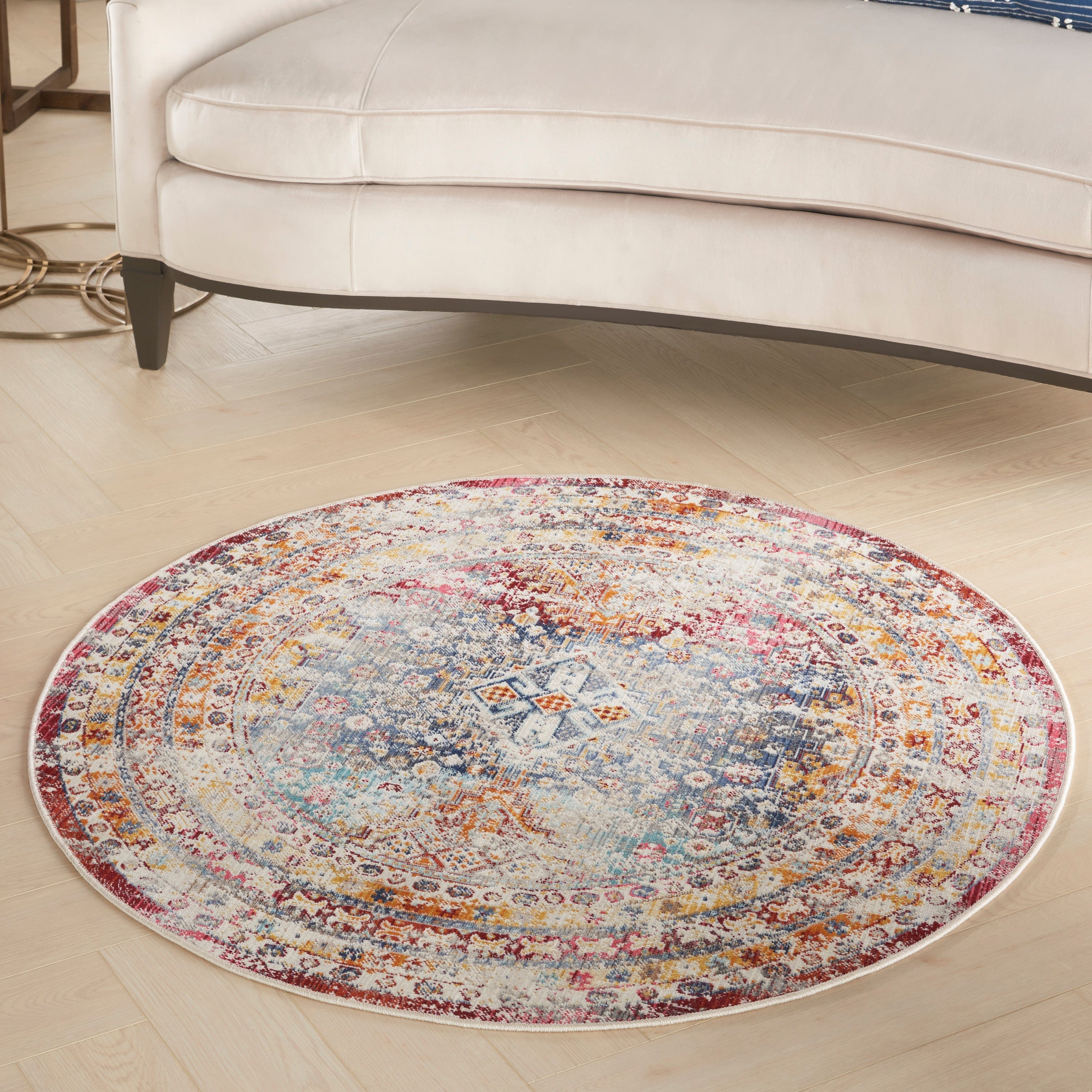 Vintage Kashan VKA09 Multicoloured Round